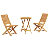 Vidaxl Zložljiv bistro set 3 szt. Rjava Masiven les akacije