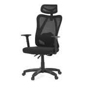 Autronic Pisarniški stol Office chair, adjustable headrest, black mesh cover, permanent contact mechanism (KA-R215 BK)