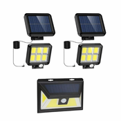 TIMMLUX Komplet COB LED solarnih reflektorjev 2x z ločenim solarnim panelom in PIR senzorjem gibanja in 1x solarna svetilka 5W 300lm