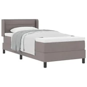 Vidaxl Postelja z vzmetnico z vzglavjem Taupe 190 x 90 cm blago