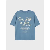 Sinsay - Pamucna majica sa natpisom Im Just a Girl - grey blue