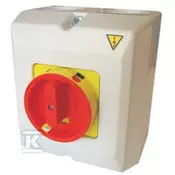 slomart Zaklepno stikalo s kamero v plastičnem ohišju z možnostjo zaklepanja s 3 ključavnicami (5-8 mm), rdeč gumb, 0-I (vklop-izklop), 63A, 3-polni, IP65 T0-Ł S63JPU1103 A6R