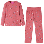 vidaXL Djecja pidžama s dugim rukavima starinske ružicaste boje 116