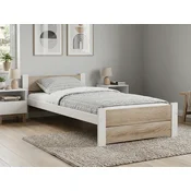 Postelja IKAROS DOUBLE 80 x 200 cm, bela/hrast sonoma Posteljno dno: Z lamelno posteljno dno, Vzmetnica: Brez vzmetnice