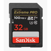 SanDisk Extreme PRO SDHC spominska kartica, 32 GB, C 10, UHS-I, U3, V30, 100/90 MB/s (SDSDXXO-032G-GN4IN)