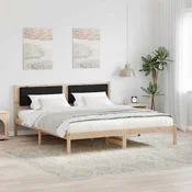 Krevetna konstrukcija Crna 200 x 200 cm Cvrsto borovo drvo