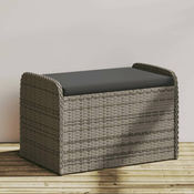 Vidaxl Klop z blazino siva 80x51x52 cm poli ratan