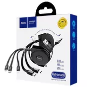 hoco. USB polnilni kabel, 3v1, z izvlečnim mehanizmom, 1 m, 2 A - U50
