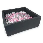 shumee Suhi bazen 110x110x40cm grafit s 600 kroglicami: pudrasto roza, siva, bela