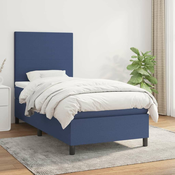 Greatstore Box spring postelja z vzmetnico modra 100x200 cm blago