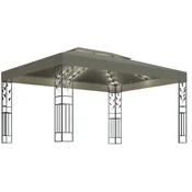 Vidaxl Paviljon z dvojno streho in LED lučkami 3x4 m