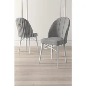 Hanah Home set trpezarijskih stolica Ritim 8 kom, siva tkanina Babyface, bele drvene noge