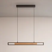 Paul Neuhaus LED-visoka svetilka Sveja, dolžina 80 cm, črna/v barvi lesa, CCT - Dnevna soba/jedilnica - Sodobni - hrast, mat črna