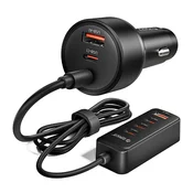 Orico ChargeClip 108W avtomobilski polnilnik, 2x USB-A + 4x USB-C s sponko - črn