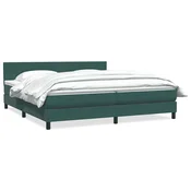 vidaXL vidaXL Box spring postelja z vzmetnico temno zelena 180x220 cm žamet, (22054137)