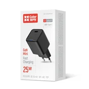 COLORWAY 1x USB-C/ omrežni polnilnik/ GaN/ PD/ PPS/ 25W/ Črna