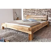 Casa Padrino Luxury Double Bed Natural - Different Sizes - Solid Wood Bed with Headboard and Mattress - Bedroom Furniture - Luxury Furniture - Luxury Furnishings