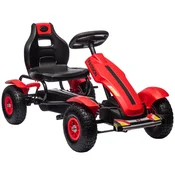 Homestar Otroški gokart s pedali, ročno zavoro, nastavljivim sedežem, prestavami naprej in nazaj, do 50 kg, rdeč