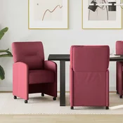 Blagovacke stolice s kotacima 2 pcs boja crnog vina tkanina