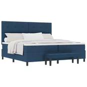 Postelja s podlago z blazino in klopjo modra 200x200 cm Tkanina - vidaXL - modra - 97.78 - 200 x 200 cm - vidaXL