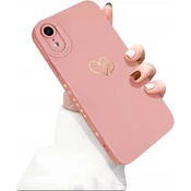 Silikonski ovitek za iPhone XR z roza srčki, mehak, zaščiten, Newseego