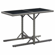 Vrtna miza antracitna 110x53x72 cm steklo in poli ratan