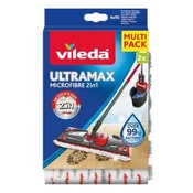Ploščati mop, nadomestni, 2v1, VILEDA Ultramax, belo-rdeč, 2 kosa