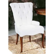 Casa Padrino luxury baroque dining chair with armrests white/dark brown - Handmade baroque style chair - Baroque dining room furniture - Luxury quality - Made in Italy