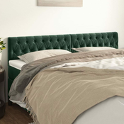 Greatstore Posteljno vzglavje 2 kosa temno zelen 90x7x78/88 cm žamet
