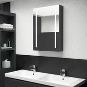 LED kupaonski ormaric s ogledalom sjajni crni 50 x 13 x 70 cm