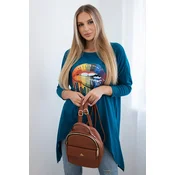 Oversize blouse with a rainbow print marine