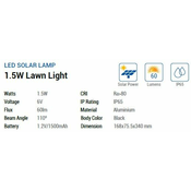 Optonica LED solarna vrtna svetilka 1,5W MODRA 60lm 180° IP65 1 kom