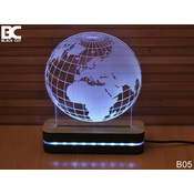 Black Cut 3D Lampa Planeta Zemlja RGB