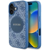 Ovitek Guess Case 4G Circle Classic Logo MagSafe ovitek za iPhone 16 modre barve (GUHMP16SP4PGRSGB)