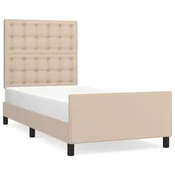 Vidaxl Posteljni okvir z vzglavjem kapučino 80x200 cm umetno usnje