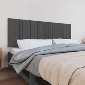 Greatstore Stensko posteljno vzglavje sivo 185x3x60 cm trdna borovina
