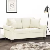 Dvosjed s ukrasnim jastucima krem 120 cm baršunasti