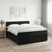vidaXL Postelja boxspring z vzmetnico Črna 200 x 200 cm Žamet