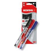Kemični svinčnik, 0,7 mm, s pokrovčkom, trikotne oblike, KORES K1-F, moder