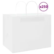 vidaXL vidaXL Papirnate vrečke 250 kosov z ročaji bela 32x22x24 cm, (5000160869)