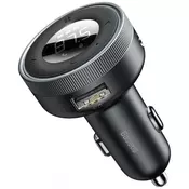 BASEUS CCLH-01 2-PORT CAR CHARGER + TRANSMITER FM BLACK (6953156206816)