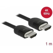 Kabel DELOCK Premium, HDMI-A (M) na HDMI-A (M), 4K, 60 Hz, High Speed, 1m