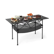 Costway Zložljiva kamping miza z aluminijasto zvijalno površino črna
