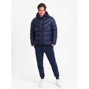 OMBRE Moška zimska prešita jakna V2 OM-JAHP-0145 temno modra MDN124144 S