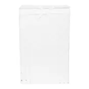 Bela košara za perilo s pokrovom Compactor Laundy Basket Linen, višina 60 cm