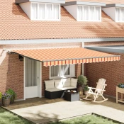 vidaXL Samodejna retractibilna tenda z LED rumena in oranžna 450x350 cm