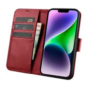 iCARER iCarer Wallet Case 2v1 etui iPhone 14 Plus usnjena torbica z zavihkom Anti-RFID rdeča (WMI14220727-RD)