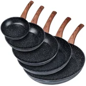 shumee Komplet granitnih ponv BLACK&WOOD 16/20/24/28/32 cm 5 kosov.