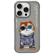 shumee Ovitek za iPhone 16 Pro Nimmy Glasses Cool Cat Gray