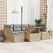 Set vrtnih sofa od 7 dijelova s jastučićima Bež Poly Ratan